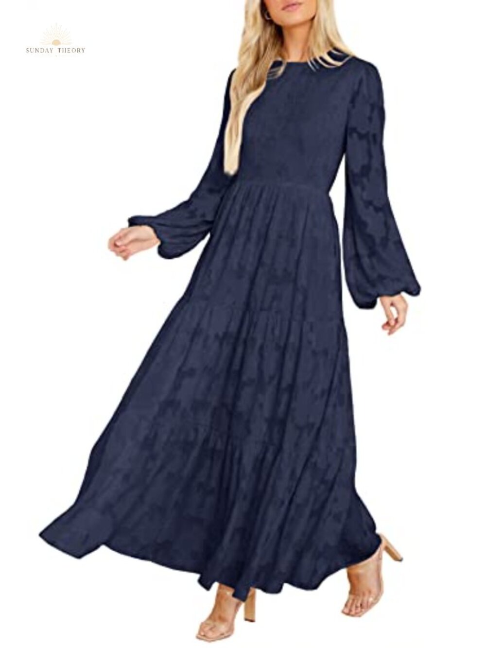 MITILLY Women's Long Sleeve Maxi Dress Formal Modest Floral Smocked Lined